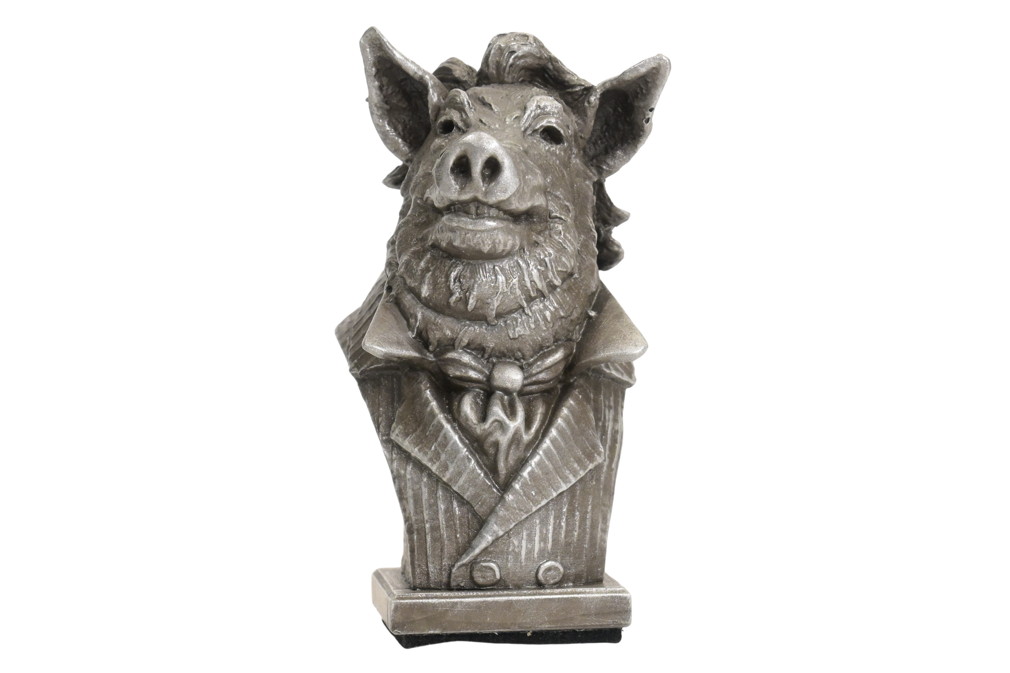 Handcrafted tabletop pig sculpture, a collectible gift with expressive detail and charm, cold-cast in aluminum.