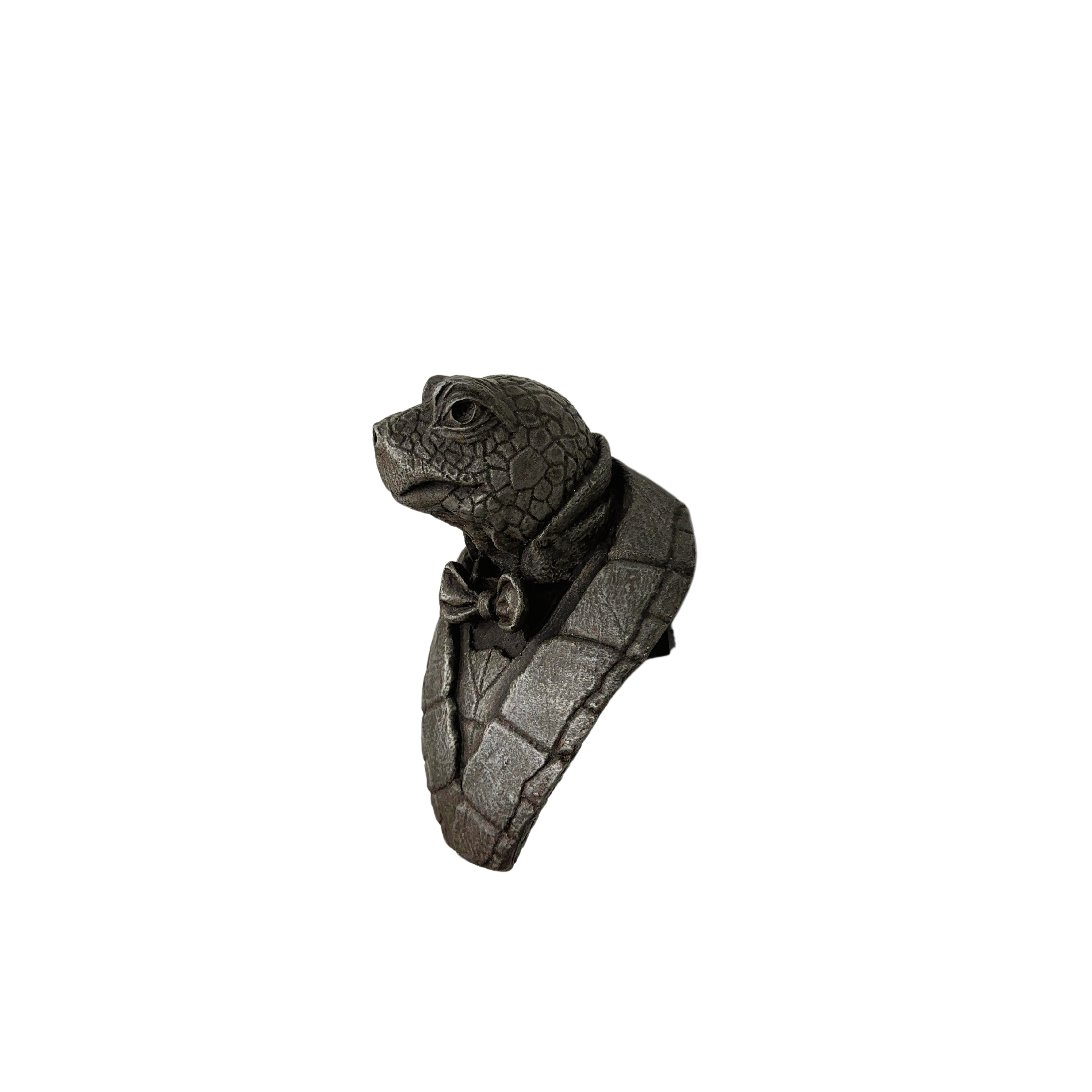 Side view of Turtle sculpture showing hand-sculpted detail, unique affordable art piece from Port of Curiosity.