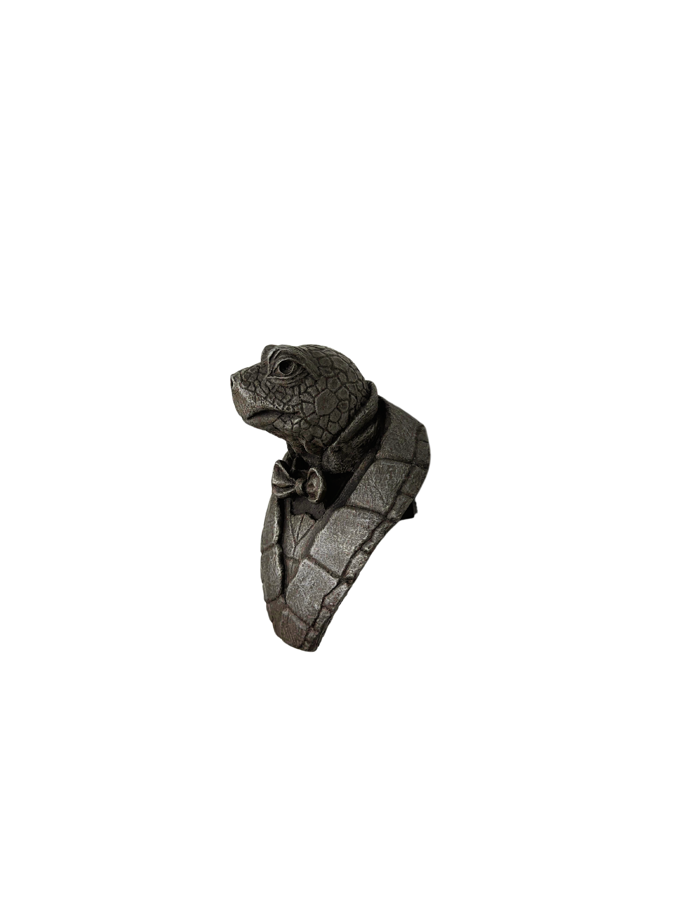 Side view of Turtle sculpture showing hand-sculpted detail, unique affordable art piece from Port of Curiosity.