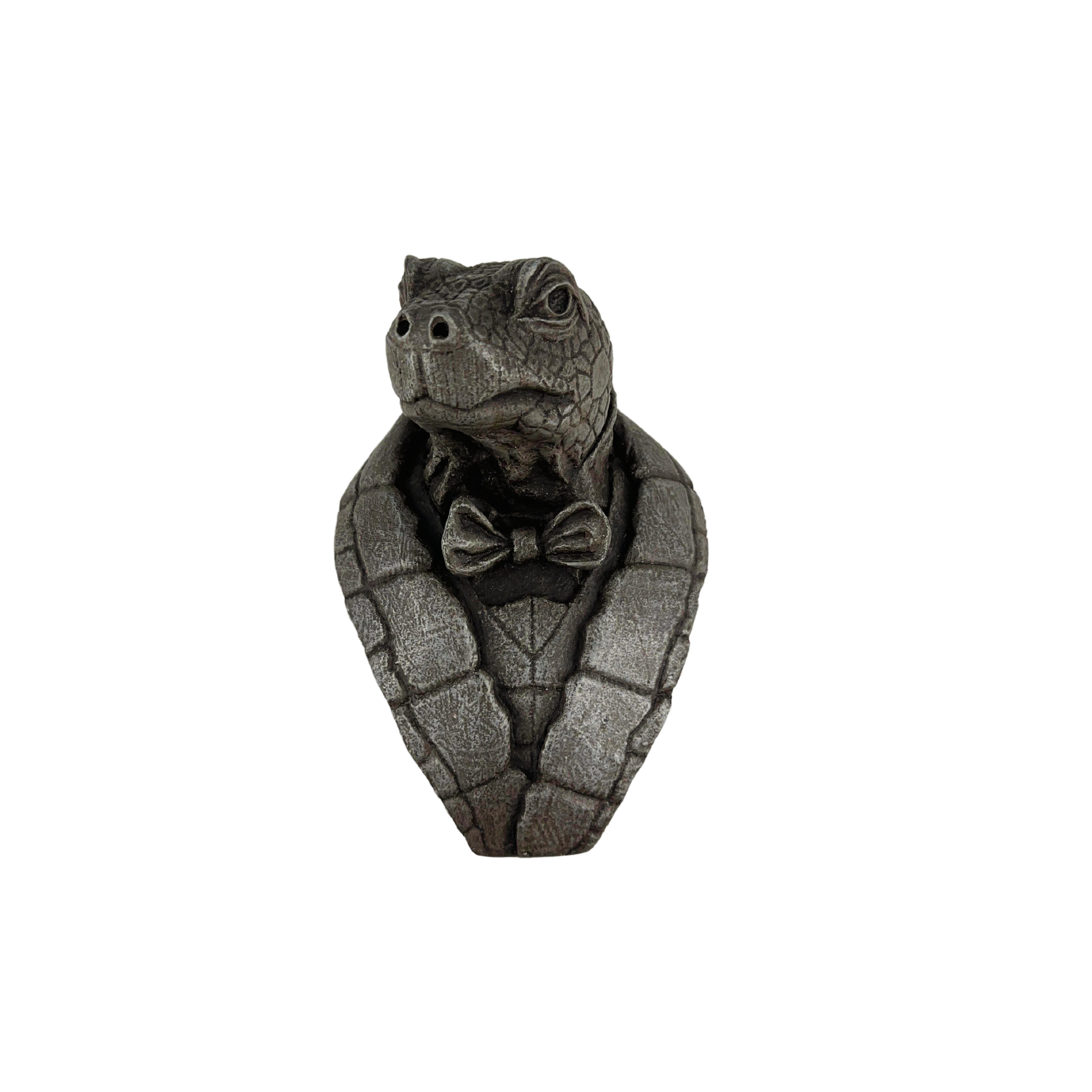 Whimsical turtle sculpture in cold‑cast aluminum, handcrafted by an artist and perfect for gifting to art lovers.